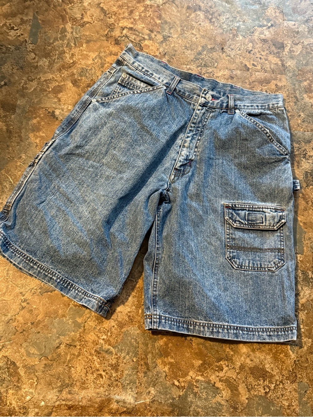 Premier International Men's 32 Denim Cargo Shorts in Blue - Casual Utility